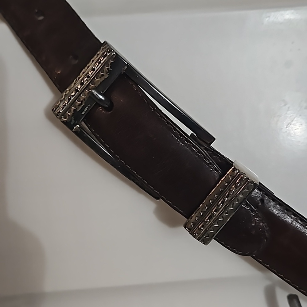 Brighton  Vintage Leather Belt sz S Brown  with Silvertone  hardwear Pre-owned